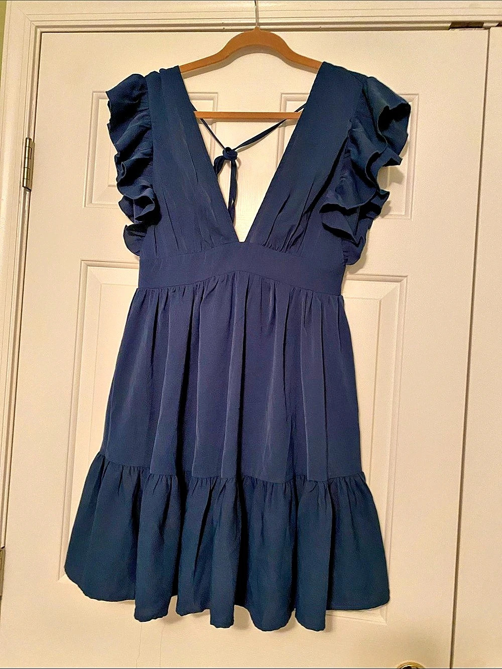 Cupshe Ruffled Ruffle Sleeve Midi Dress Teal Blue size medium